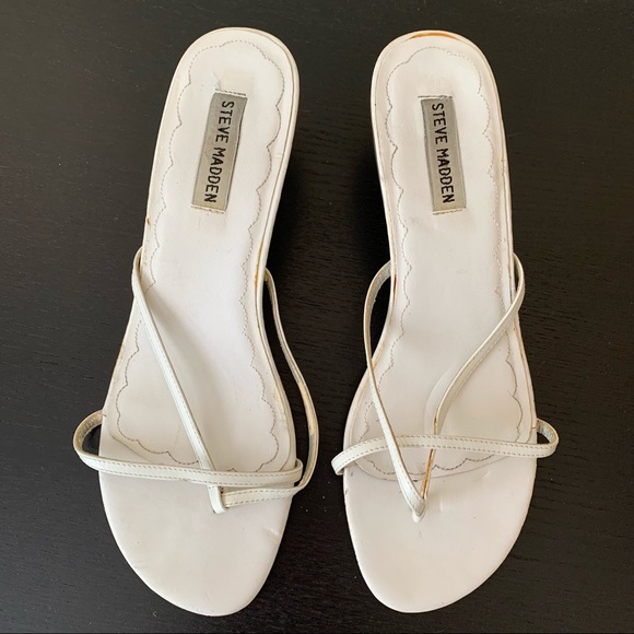 Steve Madden | Shoes | White Strappy Kitten Heel Sandals | Poshmark